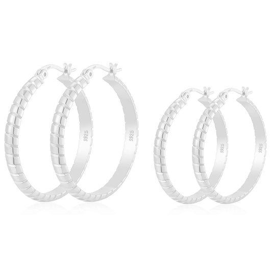 2 Pairs Big Large Extra Chunky White Gold S925 Sterling Silver Hoop Earrings for Women,Hypoallergenic 4Mm Thick Silver Hoop Earrings Set 30/40MM Girlfriend Mother'S Day Jewelry Gift