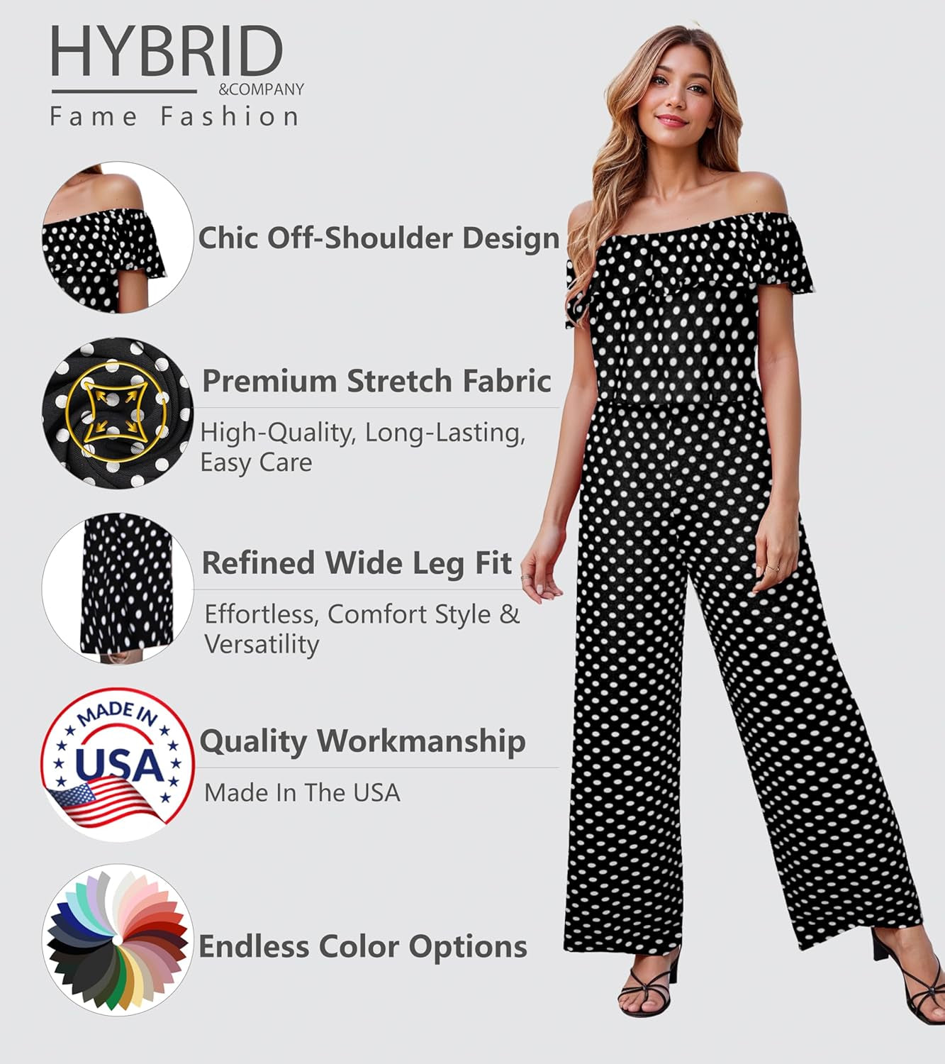 Women Casual off Shoulder High Waist Pants Romper Wide Leg Jumpsuit